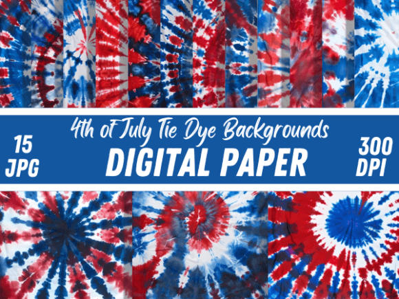 4th of July Tie Dye Paper Backgrounds: A Creative Asset for Festive Projects
