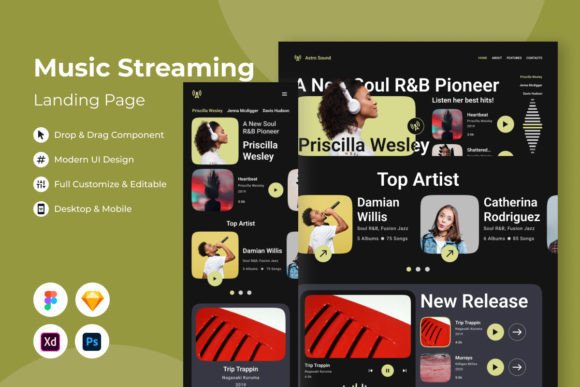 Astro Sound: A Modern Music Streaming Landing Page