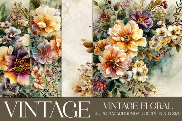 Charming Craft Backgrounds: Vintage Floral Designs for Every Project