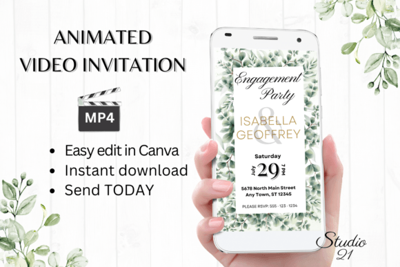 Classic Engagement Party Invite W1400: A Digital Animated Template