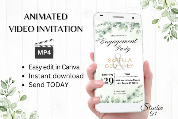 Classic Engagement Party Invite W1402: A Timeless Digital Template