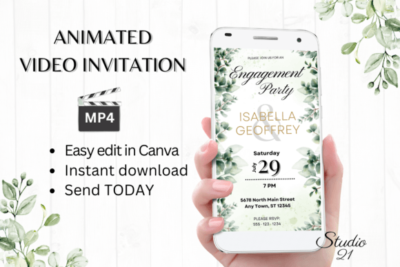 Classic Engagement Party Invite W1404: A Digital Template for Effortless Celebrations