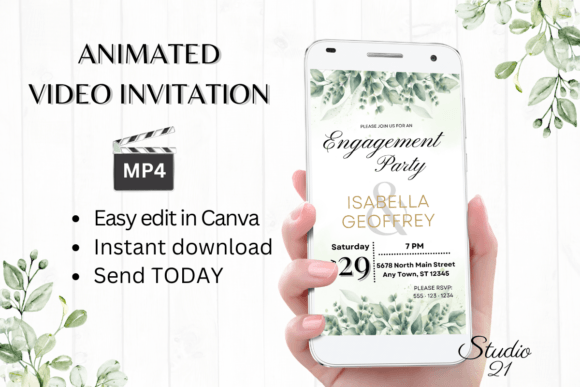 Classic Engagement Party Invite W1408: A Fresh Take on Celebratory Typography