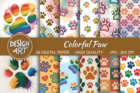 Colorful Paw Prints Backgrounds: A Vibrant Design Asset