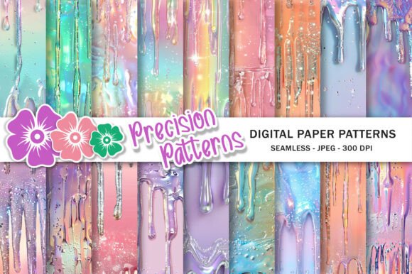 Dripping Silver and Pastel Backgrounds: A Versatile Design Asset