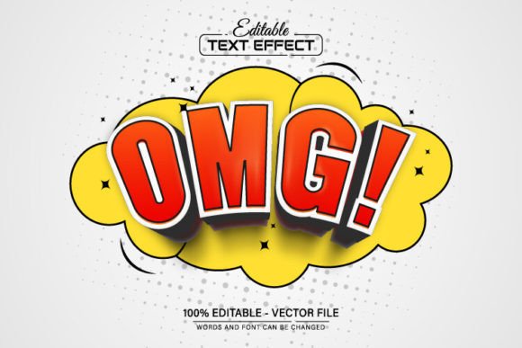 OMG Red Comic Style Text Effect: Editable Vector Power