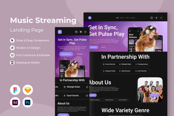 Pulse Play: The Modern Music Streaming Landing Page for Designers