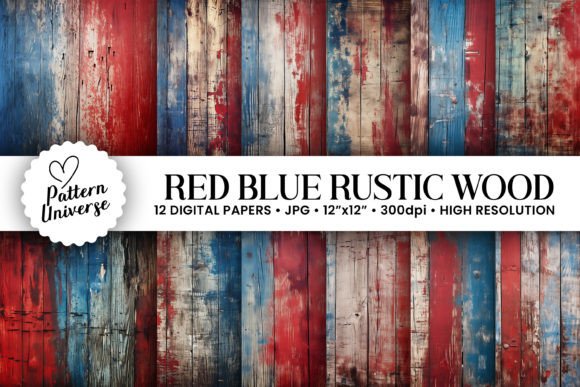 Red Blue Grunge Wooden Backgrounds for Bold Design