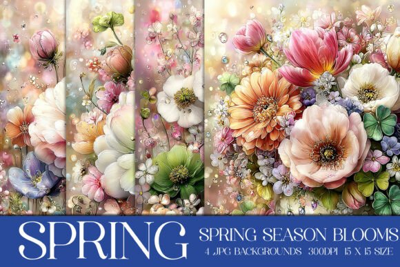 Spring Season Blooms Backgrounds, S3: Elevate Your Designs