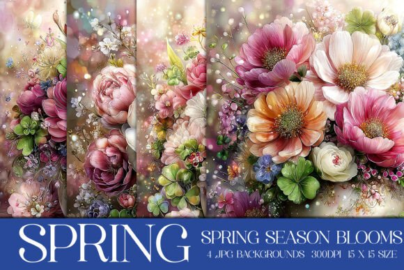 Spring Season Blooms Backgrounds, S4: A Designer's Floral Toolkit