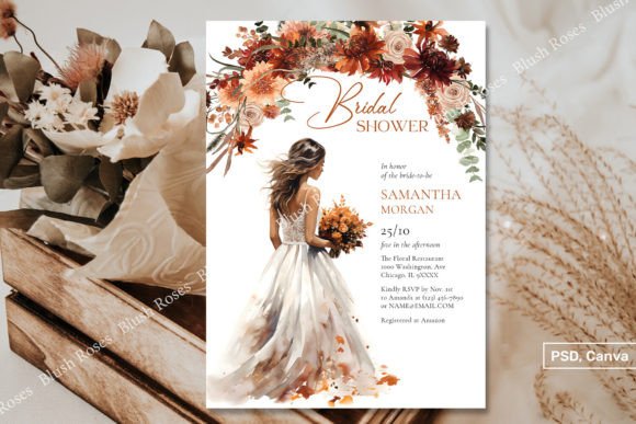 Terracotta Autumn Floral Wedding Gown in: A Serif Font with Soul