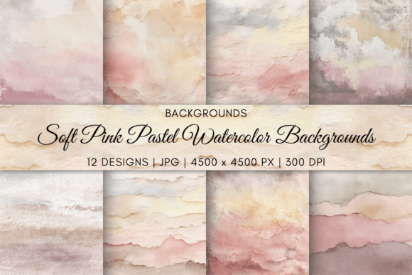 The Soft Pink Pastel Watercolor Background Bundle