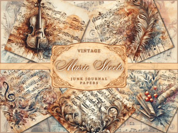 Unveiling the Symphony: A Vintage Music Sheet Junk Journal Kit