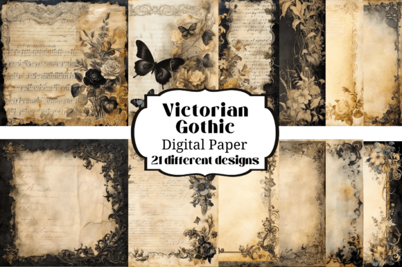 Victorian Goth Digital Paper Backgrounds: Elevate Your Craft