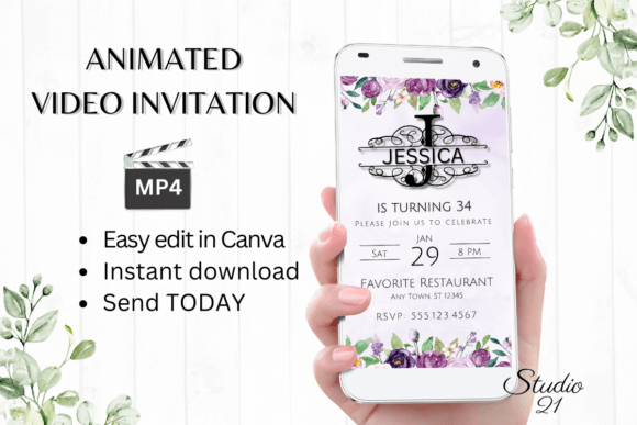 Video Birthday Evite (Monogram Letter J): Instant Animated Invitations