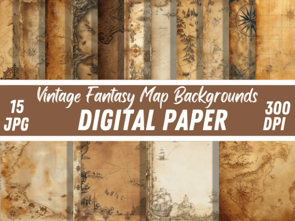 Vintage Fantasy Maps Antique Backgrounds: Uncharted Design Potential