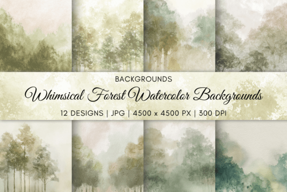 Whimsical Forest Watercolor Backgrounds: Your Portal to Tranquil Design